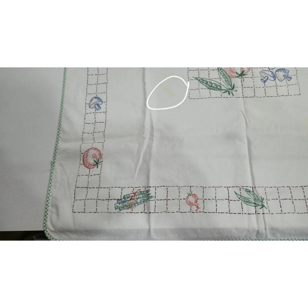 Vintage Embroidered Tablecloth Kitchen Fruit & Veggies 33